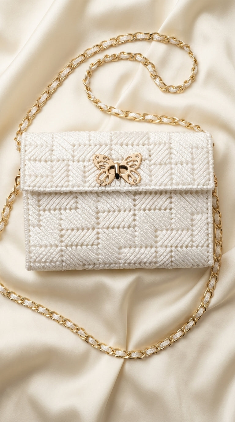 حقيبة يد أنيقة بيضاء مصنوعة يدويًا – Khoyot bags