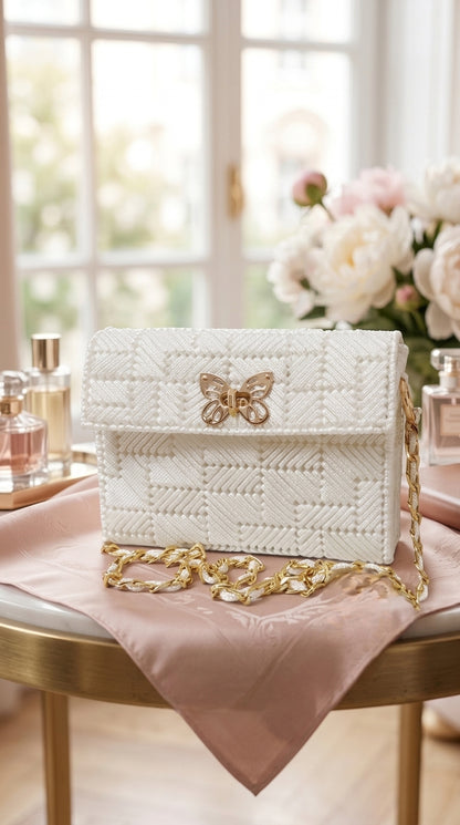 حقيبة يد أنيقة بيضاء مصنوعة يدويًا – Khoyot bags