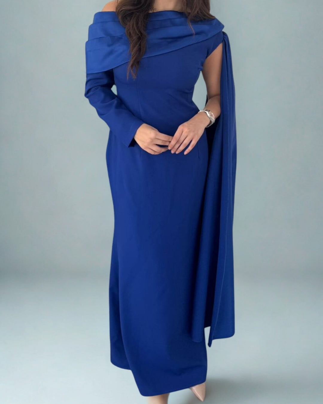 Glam Draped Shoulder Dress