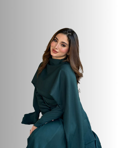 Glam Regal Cape Maxi Dress