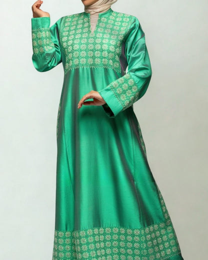 Luxurious Emerald Valentino Hand-Embroidered Dress