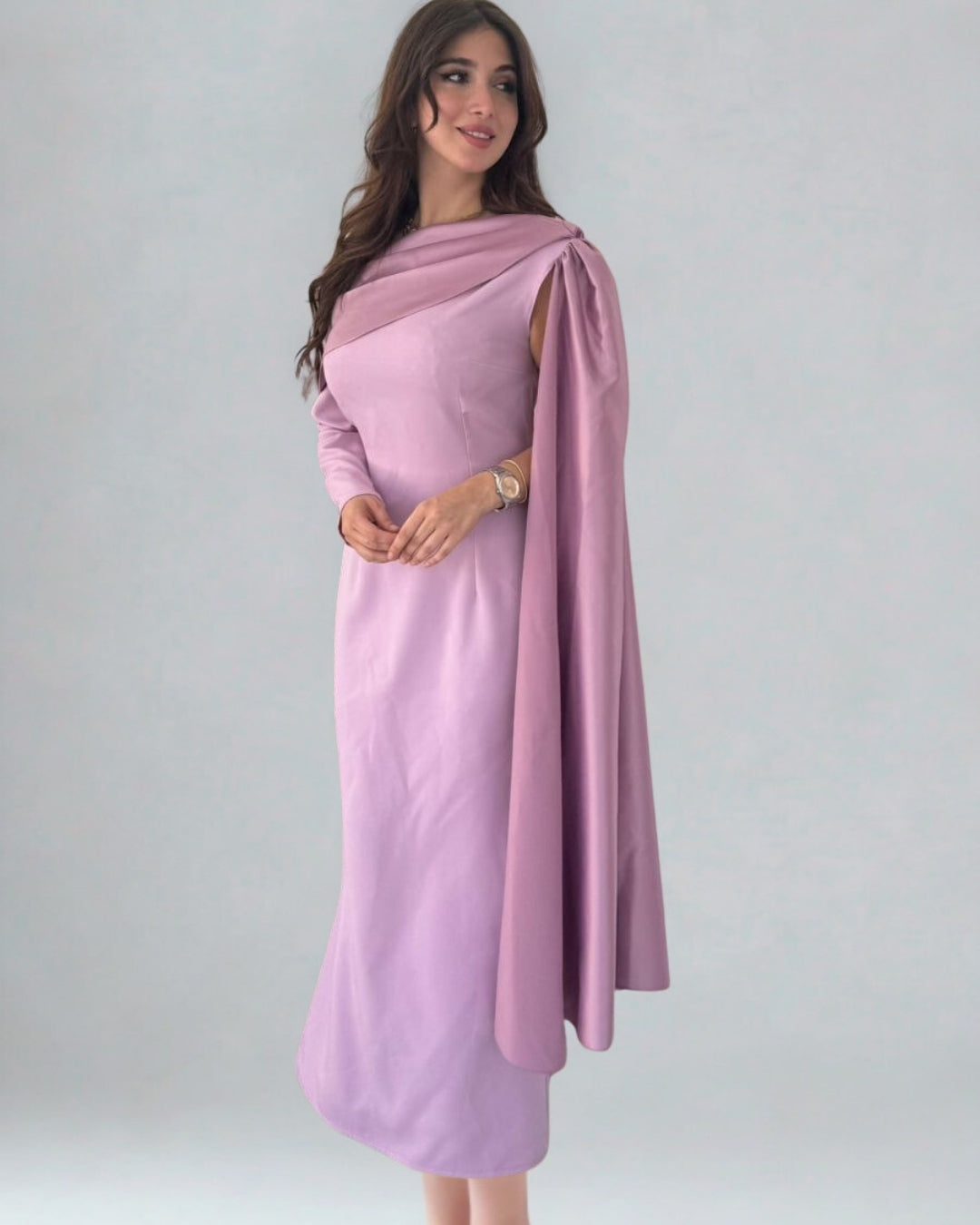 Glam Draped Shoulder Dress