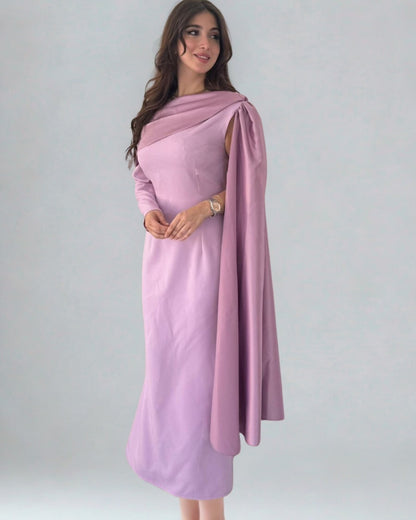 Glam Draped Shoulder Dress