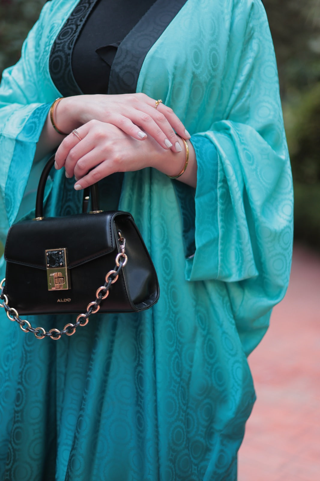 Embroidered Cuff Teal Abaya