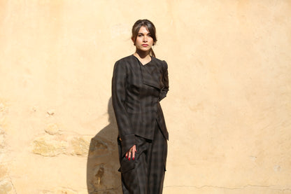Asymmetrical Fitted Blazer with Open Flap