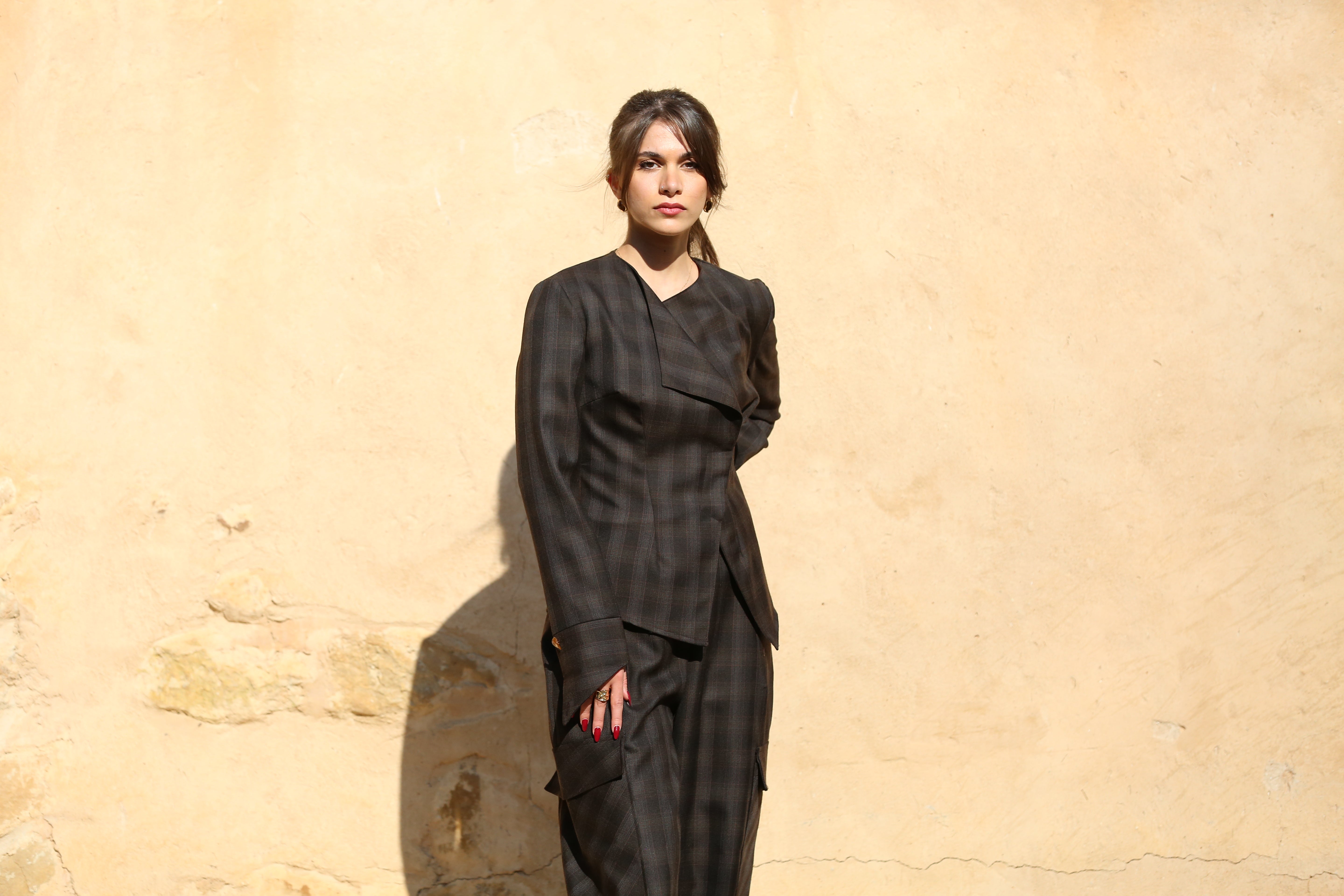 Asymmetrical Fitted Blazer with Open Flap