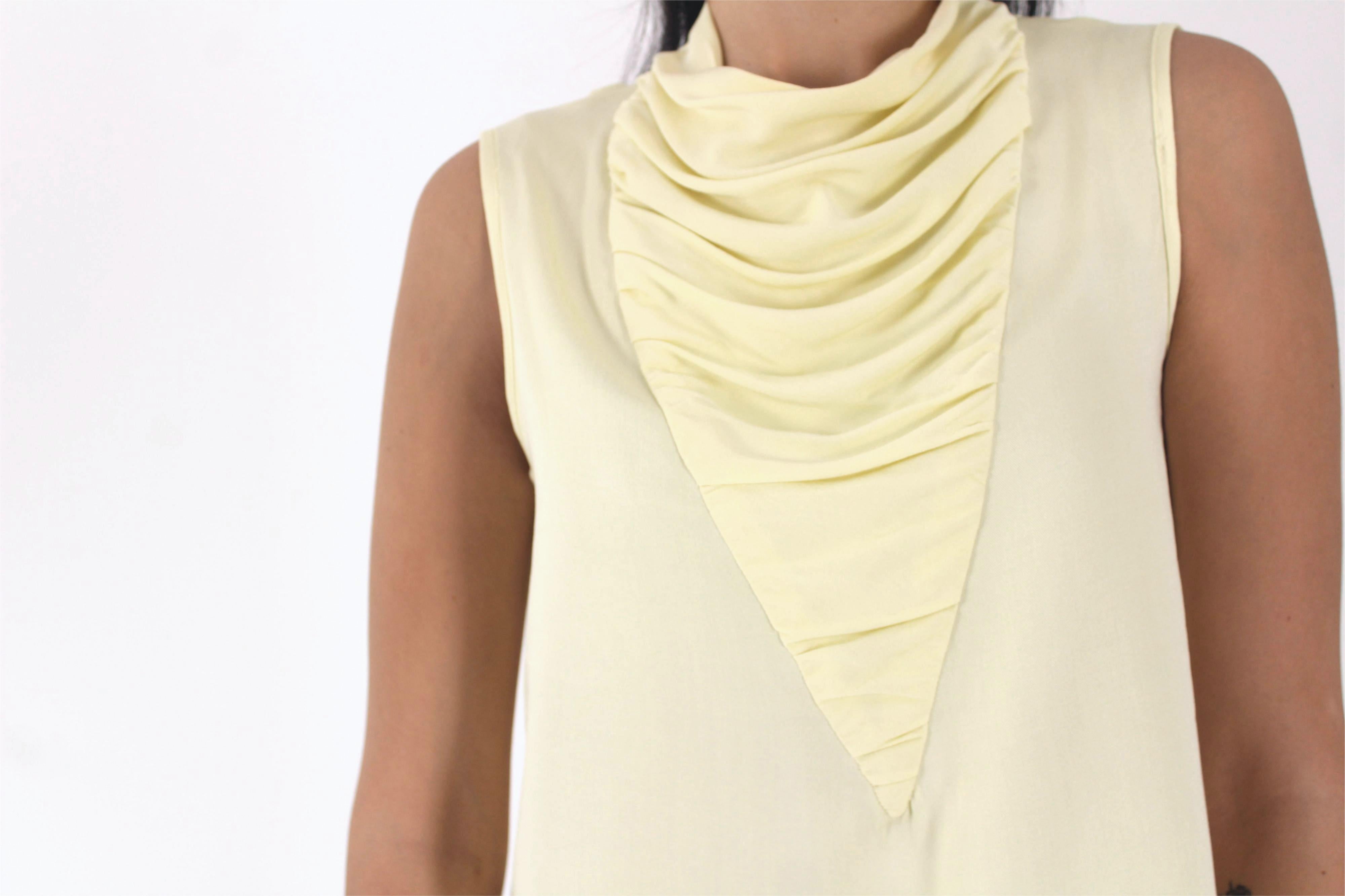 Shanbar Asymmetric Top – Draped Summer Rayon in Butter Yellow