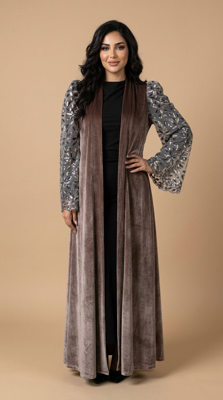 Open Abaya with Statement Printed Sleeves