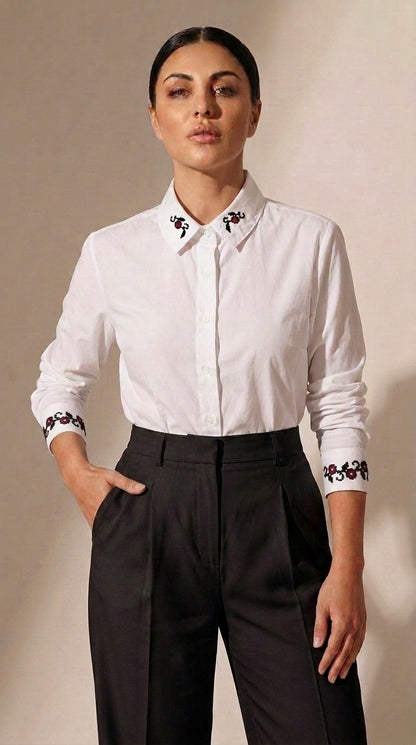 white Embroidered Shirt