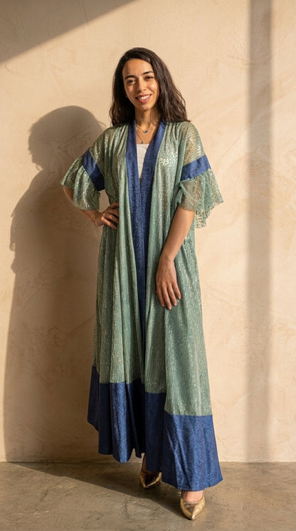 The Pistachio Embroidered Tulle Abaya