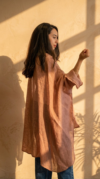 The Pink Linen High-Low Jacket