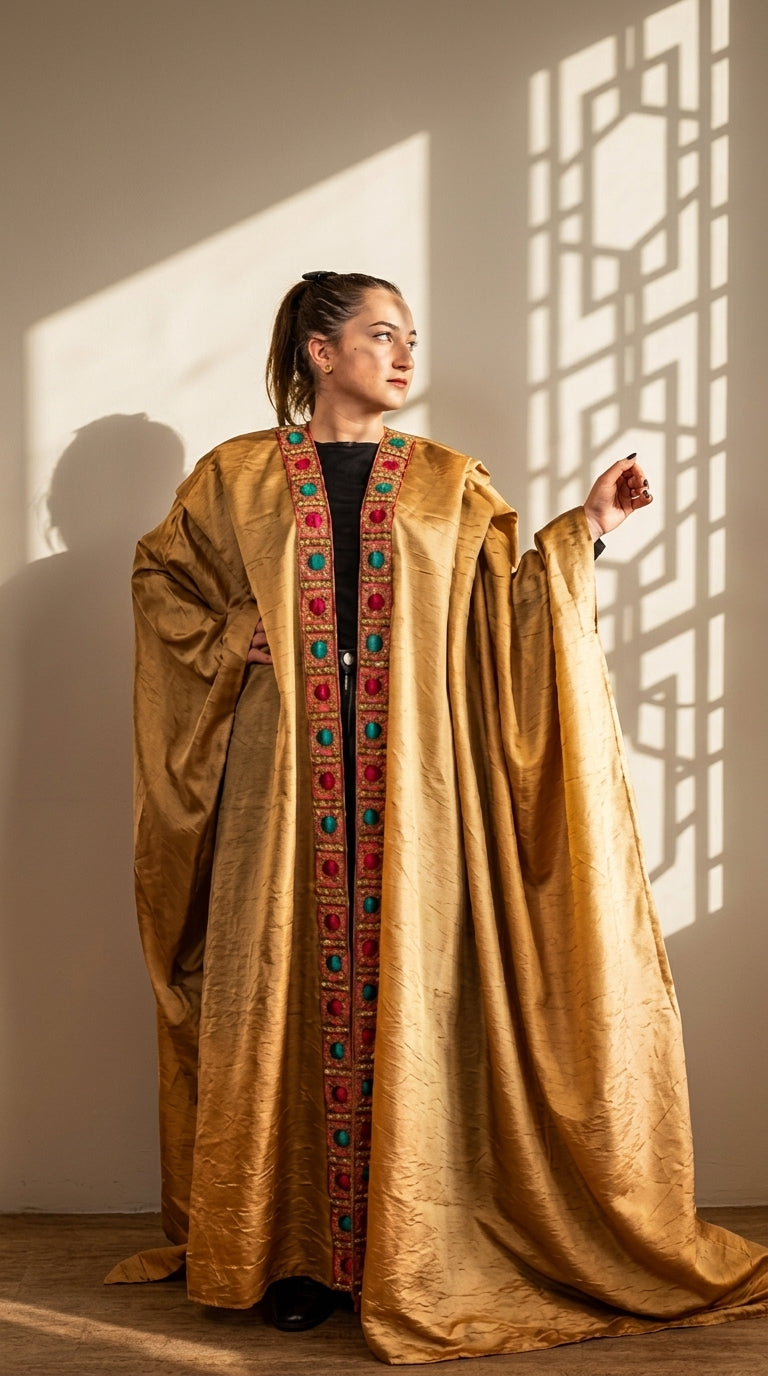 عباية Royal Artisan تافتا ذهبية مجعدة – Ward