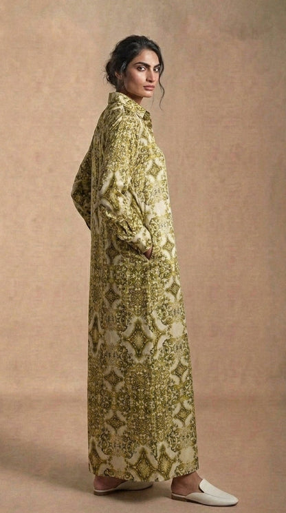 فستان قميص Olive Scroll – Modesty Club