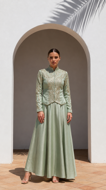 Sage Green Two-Piece Evening Set