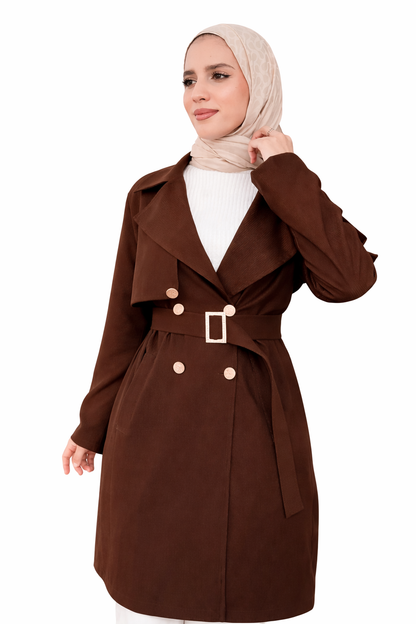 Brown Trench Coat with Belt