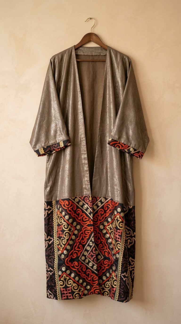 Bronze Embroidered Hem Abaya