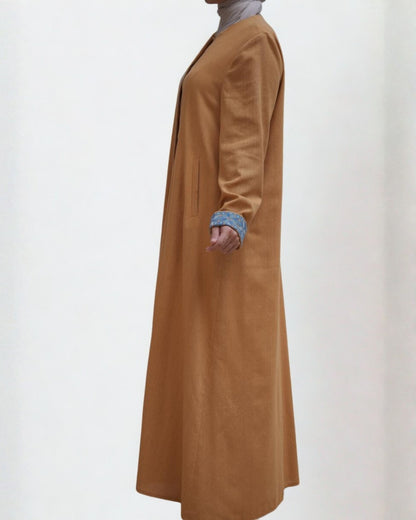 Natural Linen Hand-Embroidered Abaya