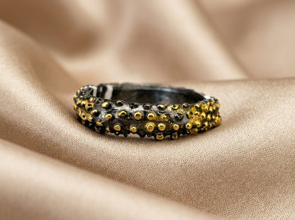Black & Gold Studded Statement Ring