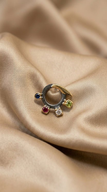 Celestial Orbit Multi-Gemstone Stud Earring
