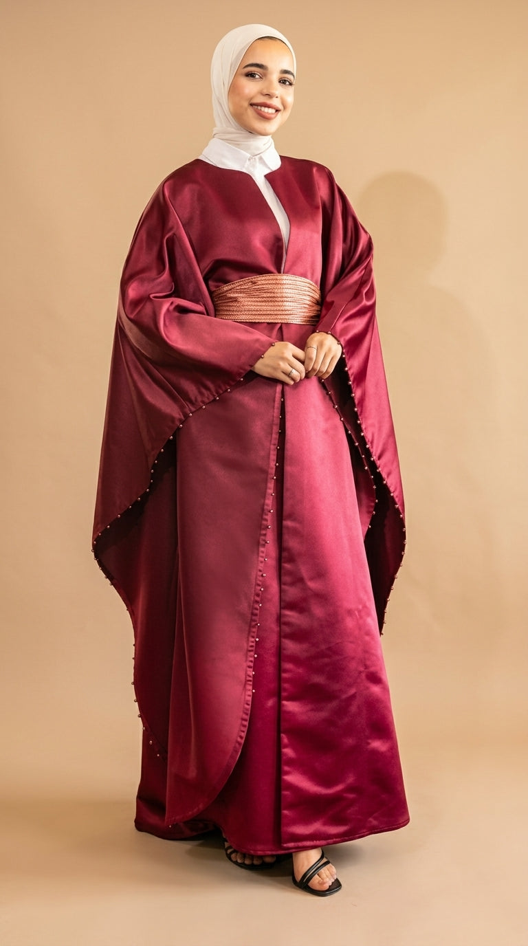 Elegant Burgundy Bisht