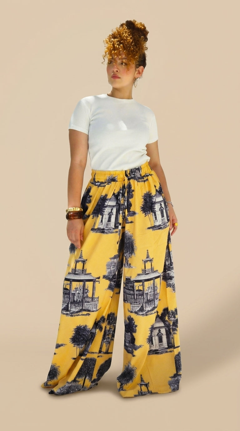 Colorful Wide-Leg Pants yellow