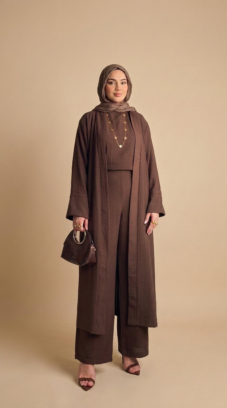Brown color Elegance 3-Piece Modest Set