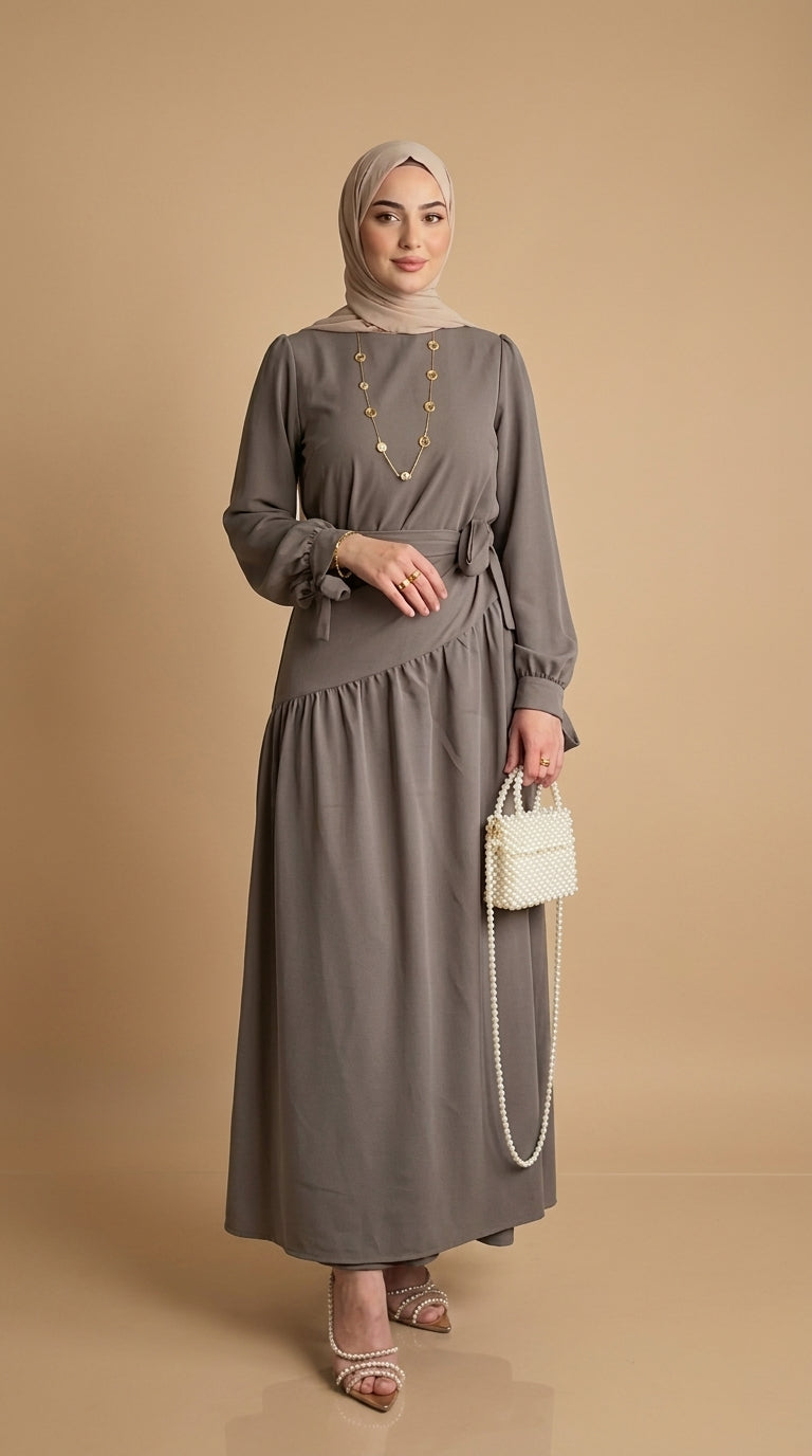 Chic Ruffled Modest Dress