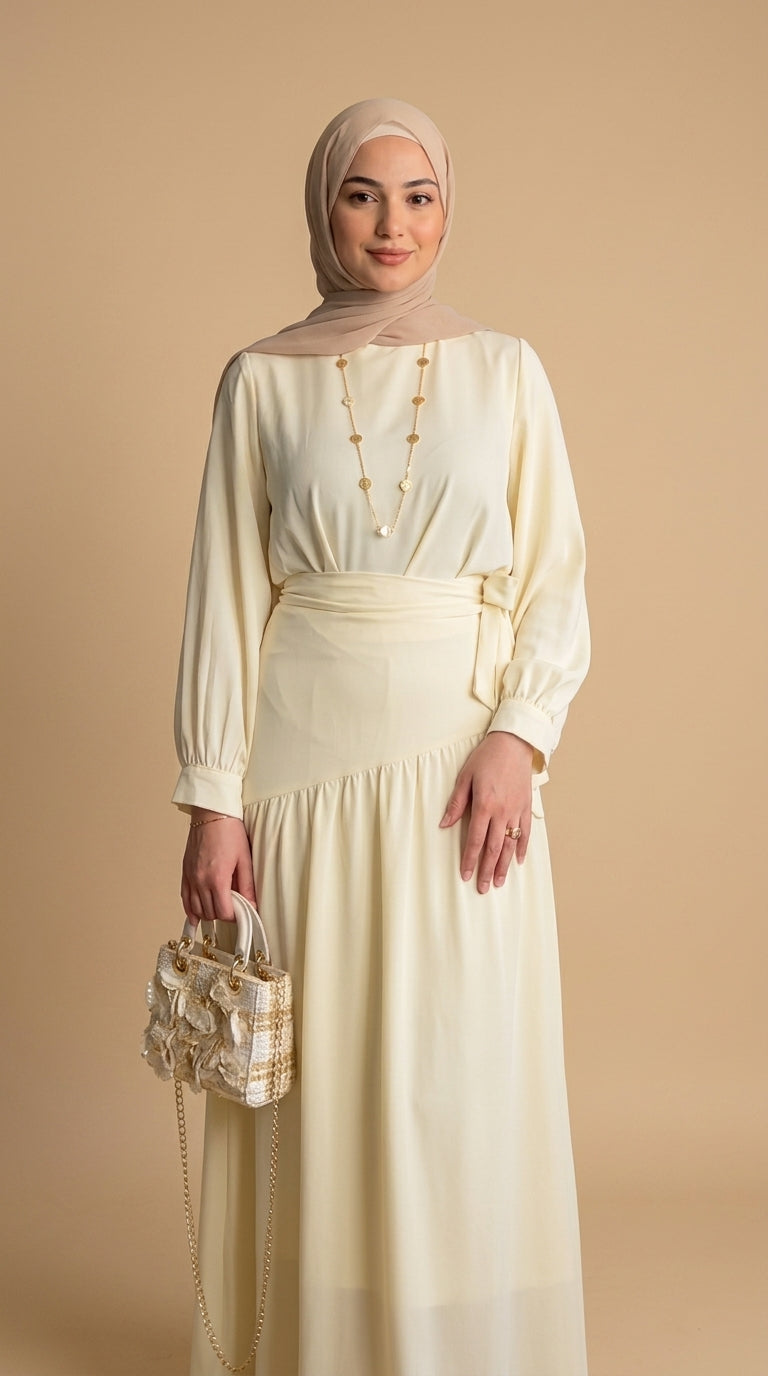 Chic Ruffled Modest Dress