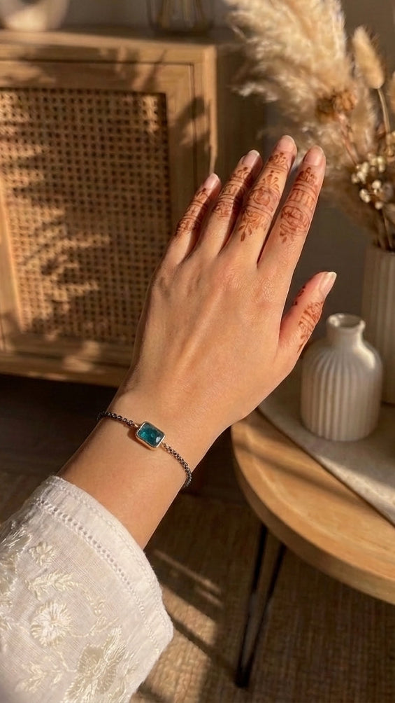 Golden Border Turquoise Bracelet