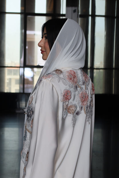 Off-White Floral Abaya