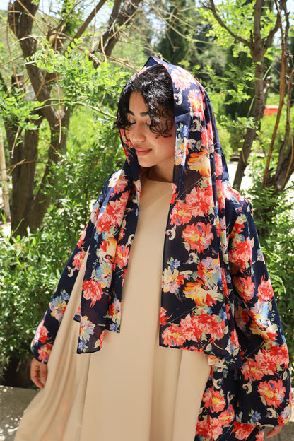Open Abaya with Matching Hooded Shawl