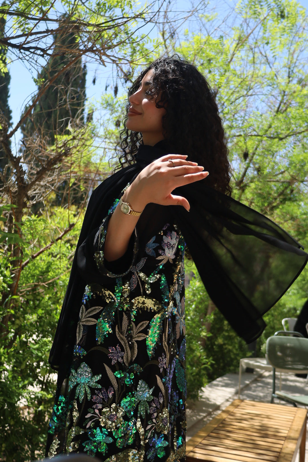 Botanical Print Open Abaya