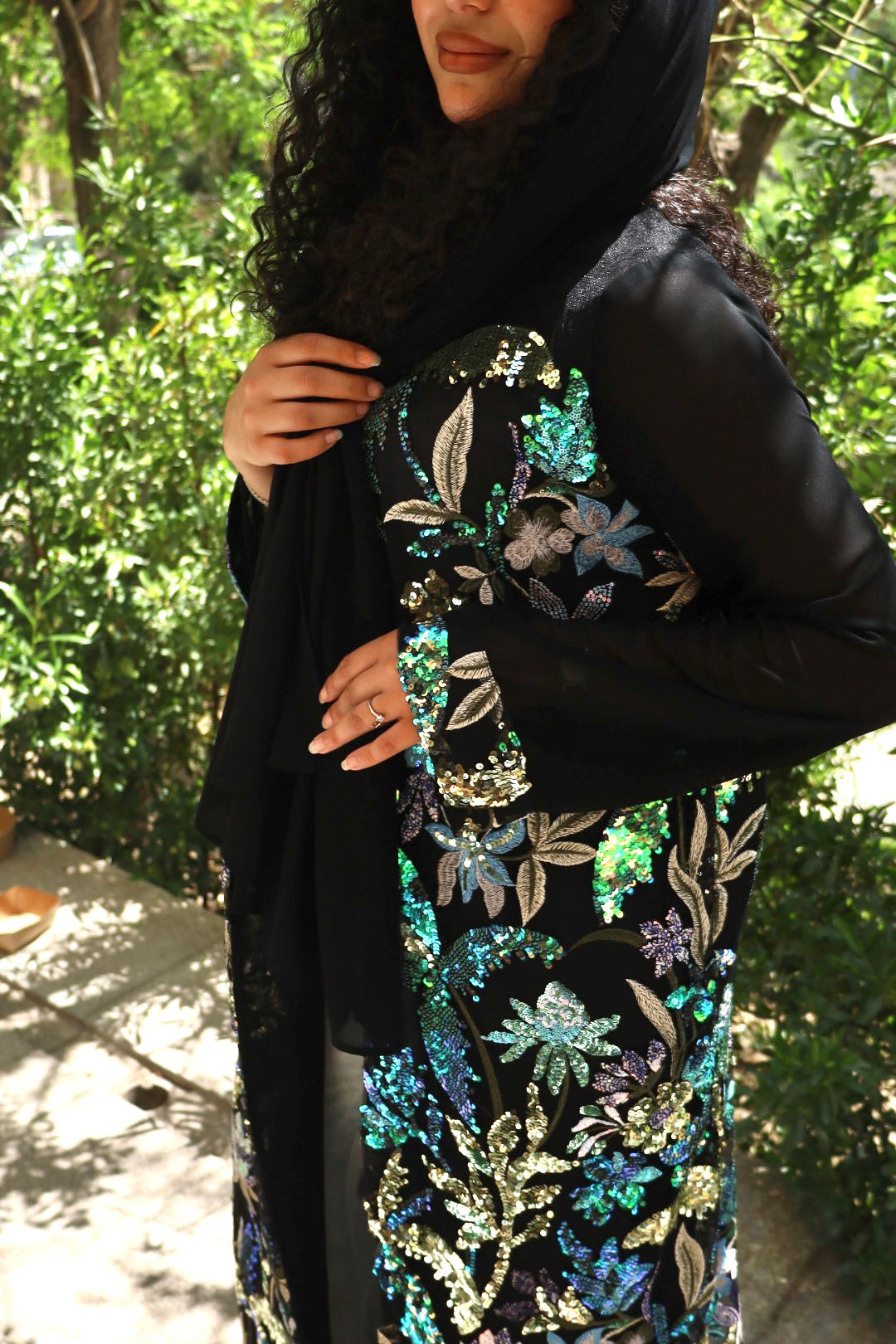 Botanical Print Open Abaya