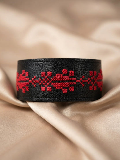 Artisanal Hand-Embroidered Leather Bag Straps
