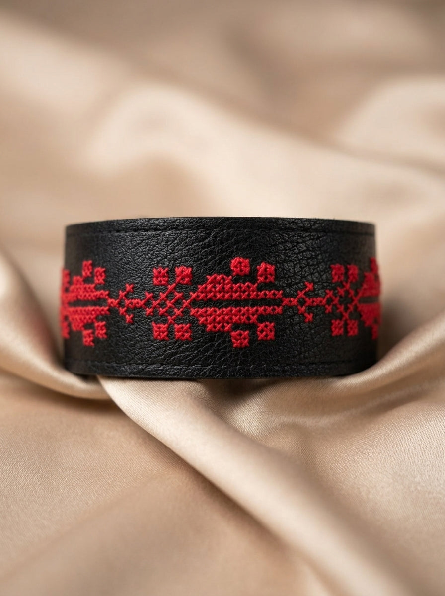 Artisanal Hand-Embroidered Leather Bag Straps