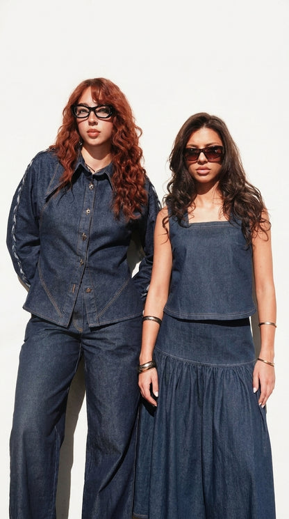 Bokra Ahla High-Waisted Denim Maxi Skirt