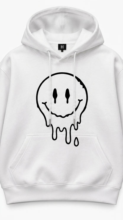 Melting Smiley White Hoodie
