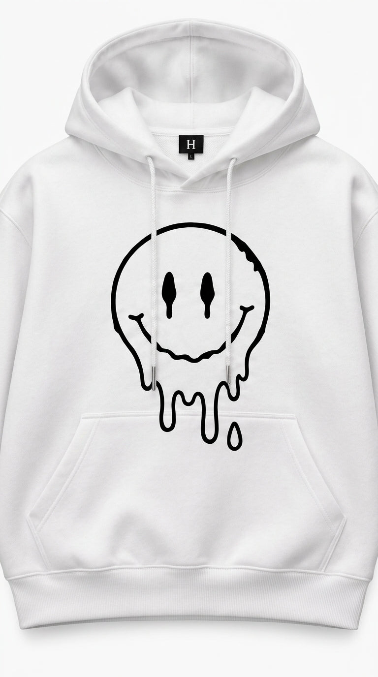 Melting Smiley White Hoodie
