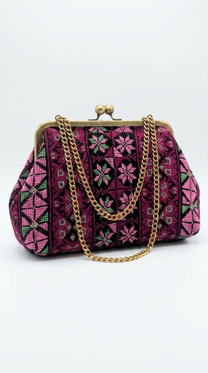 Fuchsia Tatreez Kiss-Lock Bag
