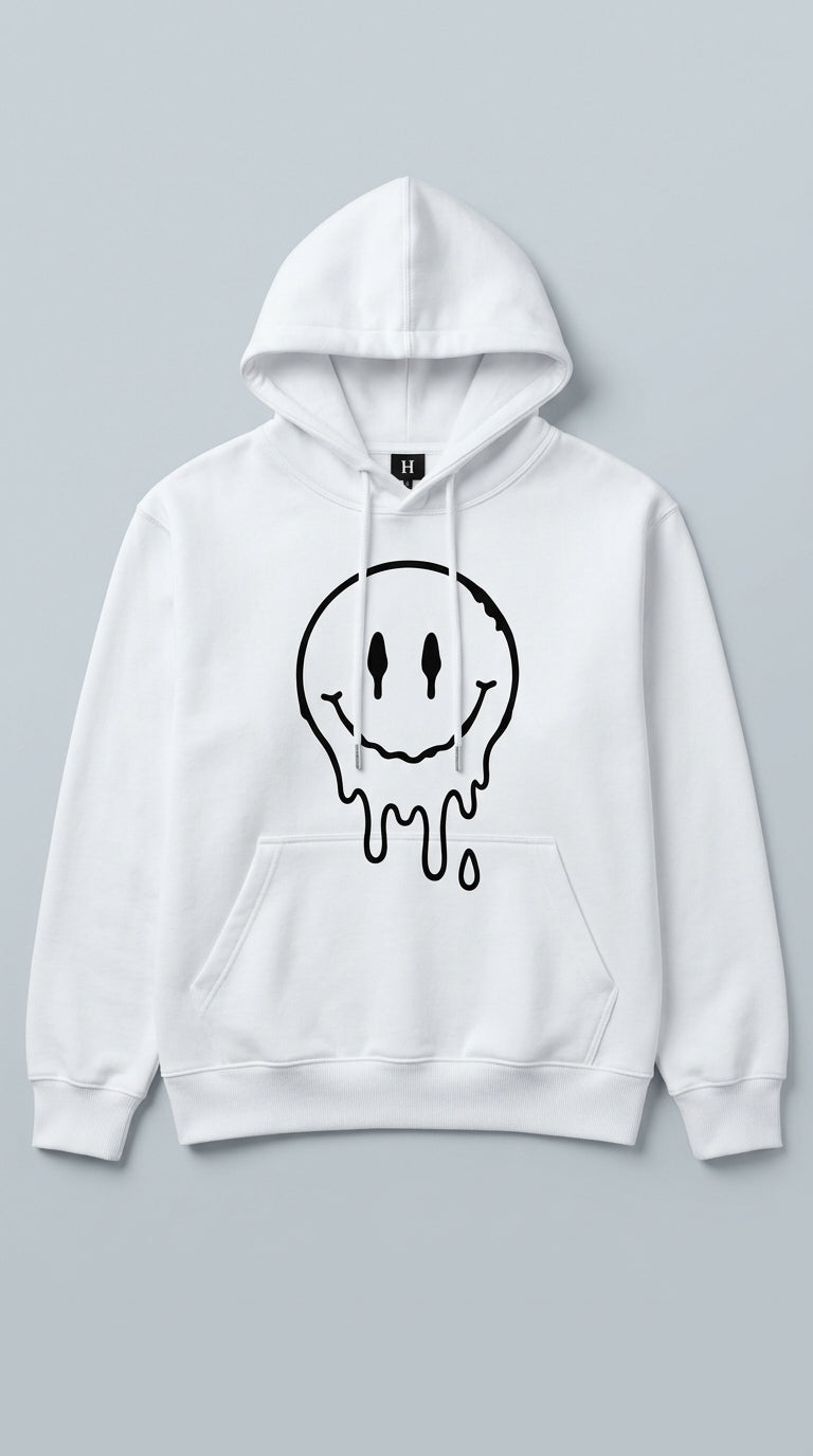 Melting Smiley White Hoodie