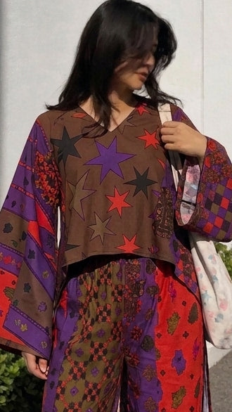 Boho Printed Kimono & Wide-Leg Pants Co-Ord Set