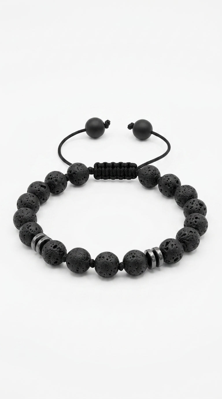Volcanic Lava Stone Beads Bracelet