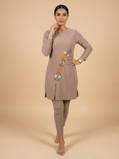 Embroidered Modest Burkini Set - 2 Pieces