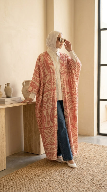 Geometric Pattern Open Kimono