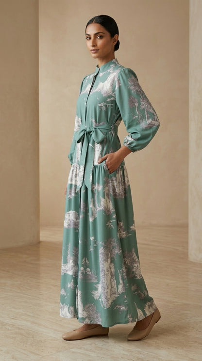 Sage Green Vintage Maxi Dress