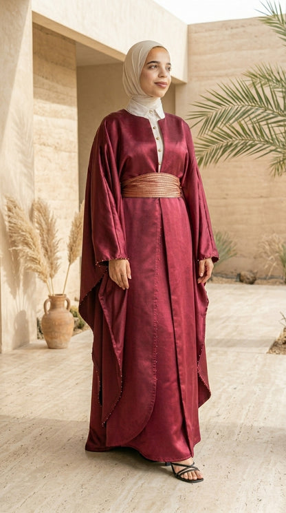 Elegant Burgundy Bisht