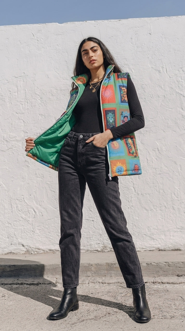 Sleeveless Puffer Green Vest
