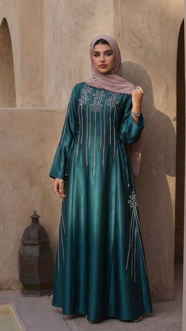 Elegant Sequin-Embellished Luxe Abaya