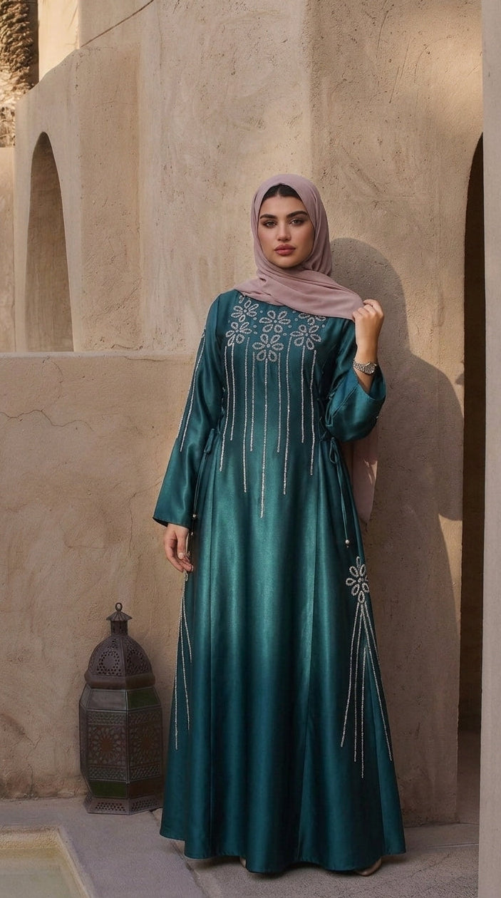 Elegant Sequin-Embellished Luxe Abaya