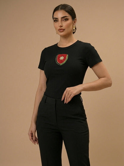 Jordanian Emblem Beaded Tee